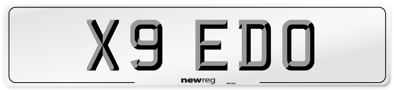 X9 EDO Number Plate from New Reg